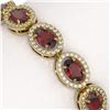 Image 4 : 14.63 CTW Garnet & Diamond Bracelet Yellow Gold 10K Yellow Gold - REF-228M2F - 40498