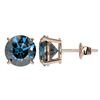 Image 2 : 3.15 CTW Certified Intense Blue SI Diamond Solitaire Stud Earrings 10K Rose Gold - REF-379K3W - 3670