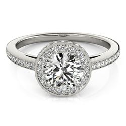 1 CTW Certified VS/SI Diamond Solitaire Halo Ring 18K White Gold - REF-143V6Y - 26916