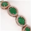 Image 4 : 22.89 CTW Emerald & Diamond Bracelet Rose Gold 10K Rose Gold - REF-291N5A - 40602