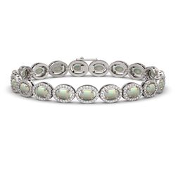 9.5 CTW Opal & Diamond Bracelet White Gold 10K White Gold - REF-251V8Y - 40466