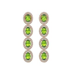 5.88 CTW Peridot & Diamond Earrings Rose Gold 10K Rose Gold - REF-112H5M - 40530