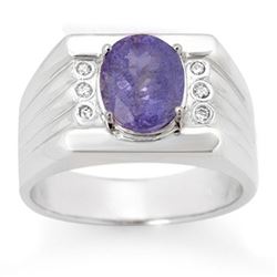 2.56 CTW Tanzanite & Diamond Men's Ring 10K White Gold - REF-90Y9X - 14468
