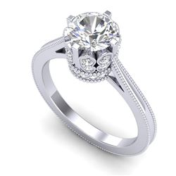 1.50 CTW VS/SI Diamond Art Deco Ring 18K White Gold - REF-399V3Y - 36830