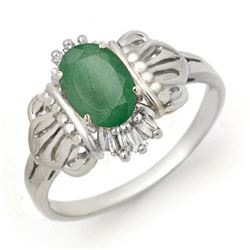 0.81 CTW Emerald & Diamond Ring 18K White Gold - REF-36F7N - 14205