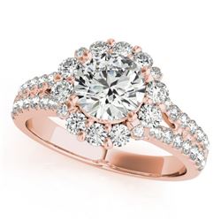 1.76 CTW Certified VS/SI Diamond Solitaire Halo Ring 18K Rose Gold - REF-247V3Y - 26698