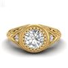 Image 2 : 1.07 CTW VS/SI Diamond Art Deco Ring 18K Yellow Gold - REF-321R2K - 36886