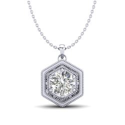 0.76 CTW VS/SI Diamond Solitaire Art Deco Stud Necklace 18K White Gold - REF-178M2F - 36902