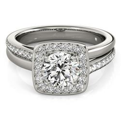 0.85 CTW Certified VS/SI Diamond Solitaire Halo Ring 18K White Gold - REF-147H3M - 26838