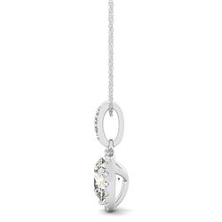 1.50 CTW VS/SI Diamond Solitaire Halo Necklace 14K White Gold - REF-387Y2X - 30140