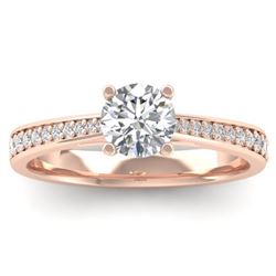 1.01 CTW Certified VS/SI Diamond Solitaire Art Deco Ring 14K Rose Gold - REF-176N5A - 30382