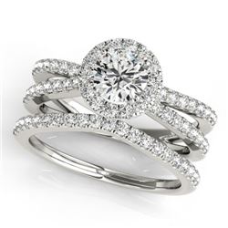 1.78 CTW Certified VS/SI Diamond 2Pc Wedding Set Solitaire Halo 14K White Gold - REF-407A8V - 31020