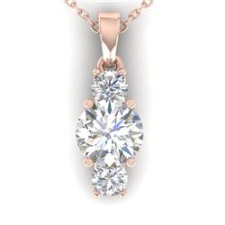 1.50 CTW Certified VS/SI Diamond Art Deco Stud Necklace 14K Rose Gold - REF-378W4H - 30310