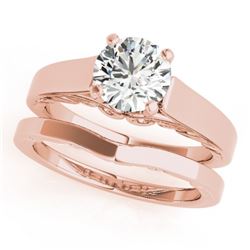 1 CTW Certified VS/SI Diamond Solitaire 2Pc Wedding Set 14K Rose Gold - REF-396V4Y - 31860