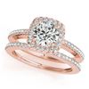 Image 1 : 1.18 CTW Certified VS/SI Diamond 2Pc Wedding Set Solitaire Halo 14K Rose Gold - REF-209M3F - 30997