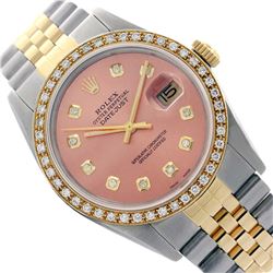 Rolex Ladies Two Tone 14K Gold/SS, Diamond Dial & Diamond Bezel, Sapphire Crystal - REF-434F3M