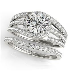 1.15 CTW Certified VS/SI Diamond Solitaire 2Pc Wedding Set 14K White Gold - REF-152K7W - 32006
