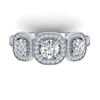 Image 1 : 2.25 CTW Certified VS/SI Diamond 3 Stone Micro Halo Ring 14K White Gold - REF-236M2F - 30438