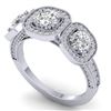 Image 2 : 2.25 CTW Certified VS/SI Diamond 3 Stone Micro Halo Ring 14K White Gold - REF-236M2F - 30438