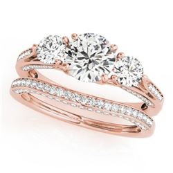 2.05 CTW Certified VS/SI Diamond 3 Stone 2Pc Wedding Set 14K Rose Gold - REF-447M3F - 32022