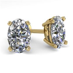1.02 CTW Oval Cut VS/SI Diamond Stud Designer Earrings 18K Yellow Gold - REF-180X2R - 32275