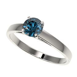 0.75 CTW Certified Intense Blue SI Diamond Solitaire Engagement Ring 10K White Gold - REF-70F5N - 32