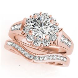 1.86 CTW Certified VS/SI Diamond 2Pc Wedding Set Solitaire Halo 14K Rose Gold - REF-258A4V - 31248