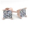 Image 2 : 1.03 CTW Princess Cut VS/SI Diamond Stud Designer Earrings 14K White Gold - REF-148H5M - 32142