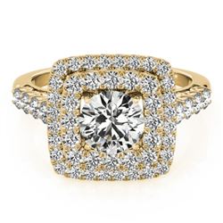 1.80 CTW Certified VS/SI Diamond Solitaire Halo Ring 18K Yellow Gold - REF-273M3F - 27101