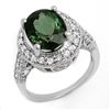 Image 1 : 6.0 CTW Green Tourmaline & Diamond Ring 14K White Gold - REF-160M2F - 11618