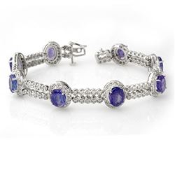 21.25 CTW Tanzanite & Diamond Bracelet 18K White Gold - REF-578W4H - 11746