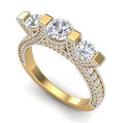 2.3 CTW VS/SI Diamond Micro Pave 3 Stone Ring 18K Yellow Gold - REF-263R6K - 36958