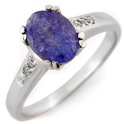 1.35 CTW Tanzanite & Diamond Ring 10K White Gold - REF-36X4R - 11216