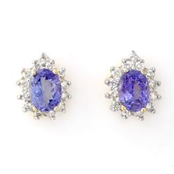 4.25 CTW Tanzanite & Diamond Earrings 14K Yellow Gold - REF-98K5W - 10257
