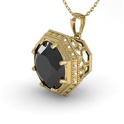 1 CTW Black Certified Diamond Necklace 18K Yellow Gold - REF-50X9R - 35998