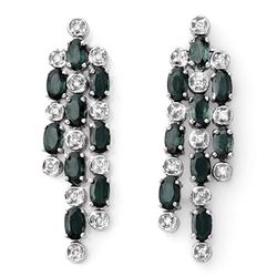 6.33 CTW Blue Sapphire & Diamond Earrings 14K White Gold - REF-82K9W - 10395