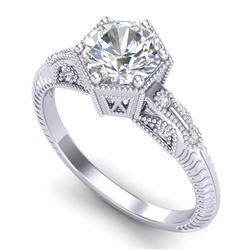 1.17 CTW VS/SI Diamond Solitaire Art Deco Ring 18K White Gold - REF-381Y8X - 37214
