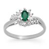 Image 2 : 0.45 CTW Emerald & Diamond Ring 18K White Gold - REF-41N3A - 12508