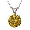 Image 1 : 1.53 CTW Certified Intense Yellow SI Diamond Solitaire Necklace 10K White Gold - REF-285M2F - 36806