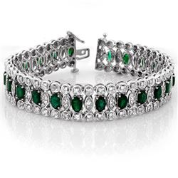14.50 CTW Emerald & Diamond Bracelet 18K White Gold - REF-528N9A - 14623