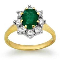 1.80 CTW Emerald & Diamond Ring 10K Yellow Gold - REF-76R4K - 13094