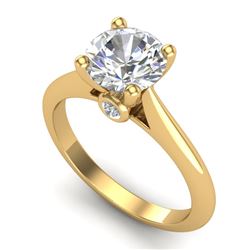 1.60 CTW VS/SI Diamond Art Deco Ring 18K Yellow Gold - REF-555X2R - 37294