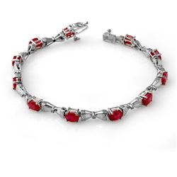 7.11 CTW Ruby & Diamond Bracelet 14K White Gold - REF-82X7R - 14010
