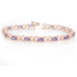 8.65 CTW Tanzanite & Diamond Bracelet 18K Rose Gold - REF-153R3K - 13907