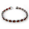 Image 1 : 21.0 CTW Garnet Bracelet 10K White Gold - REF-56R7K - 13709