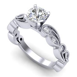 1.01 CTW VS/SI Diamond Solitaire Art Deco Ring 18K White Gold - REF-218K2W - 37316