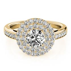 1.60 CTW Certified VS/SI Diamond Solitaire Halo Ring 18K Yellow Gold - REF-234F4N - 26460