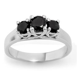 0.55 CTW VS Certified Black Diamond 3 Stone Ring 18K White Gold - REF-54H5M - 13841