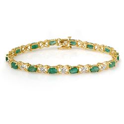 6.85 CTW Emerald & Diamond Bracelet 14K Yellow Gold - REF-72N9A - 13893