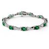 Image 1 : 6.11 CTW Emerald & Diamond Bracelet 14K White Gold - REF-81H6M - 14306